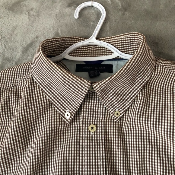 Tommy Hilfiger Men Button Down Shirt XL 80’s Two Ply Cotton Gingham Long Sleeve - Picture 3 of 15